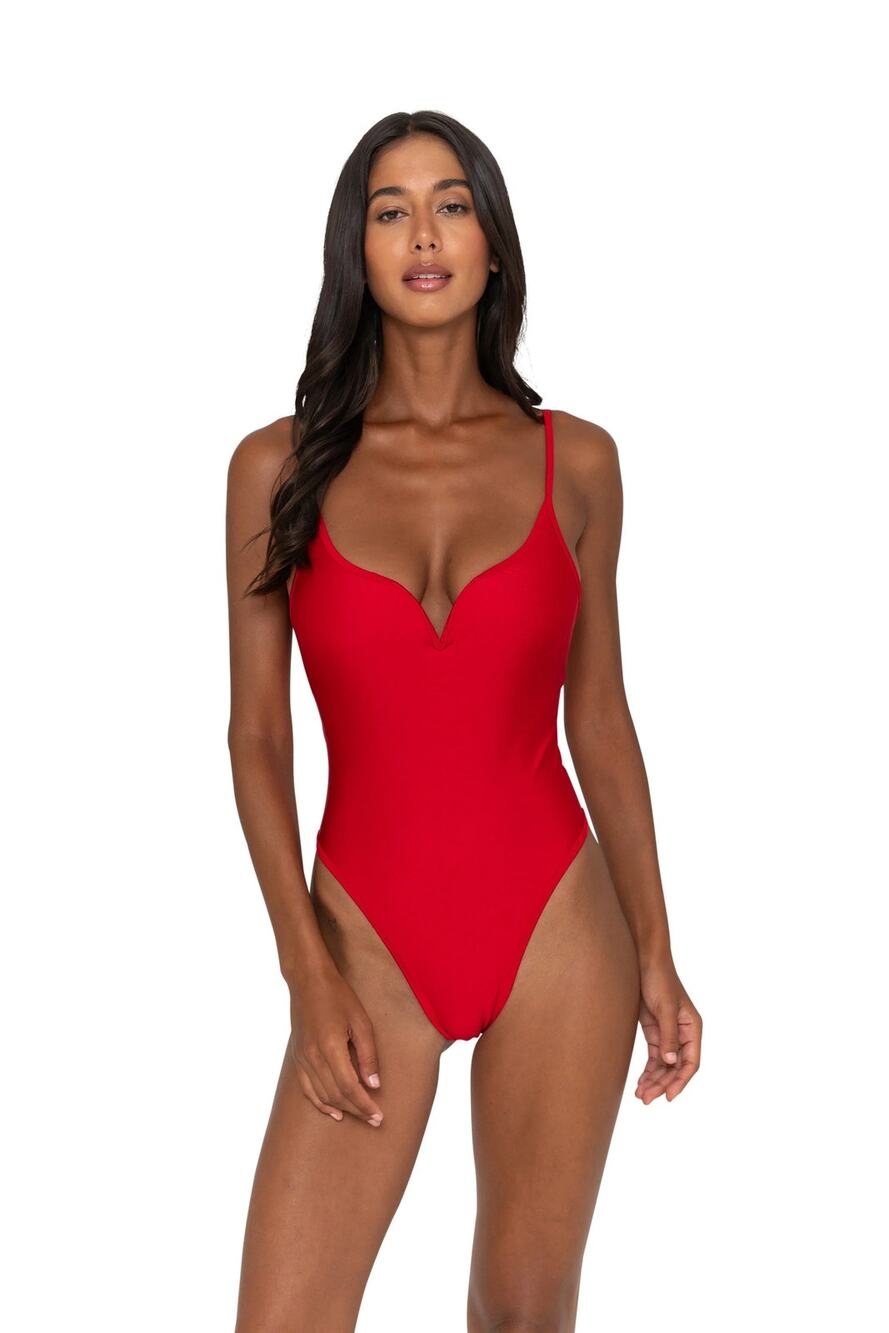 FAE Swim Cleo Sweetheart V-Wire One Piece Hibiscus Sz Large NWT
